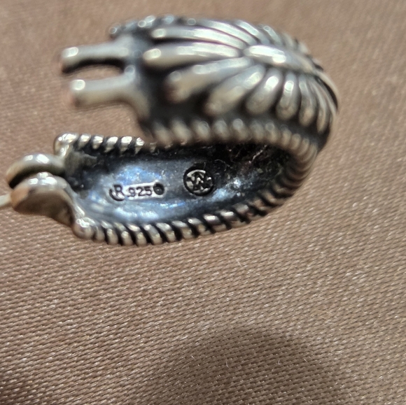 American West Sterling Hoop Concha Earrings - Picture 4 of 8